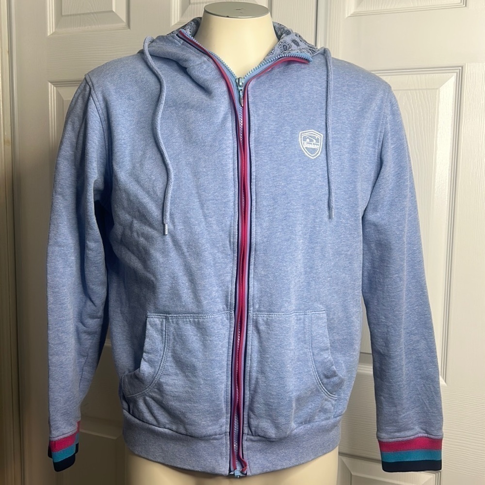Bunker‎ Mentality Blue Long Sleeve Hoodie Zip Jacket M